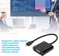 Adaptateur convertisseur vidéo micro HDTV vers VGA mâle vers femelle plaqué or 1080P avec câble audio et câble USB pour ordinateur portable