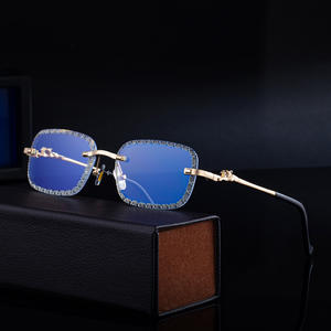 แว่นกันแดดไร้กรอบใหม่สำหรับผู้ชายกรอบโลหะเลนส์พีซียูวี 400 ป้องกันคลาส 2 แว่นกันแดดสีดำดีไซน์แฟชั่น - Product Image 4