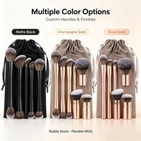 Veganes Kosmetikpinsel-Set mit weichen synthetischen Borsten und Metallgriff, OEM ODM, professionelles 9-teiliges doppelseitiges Make-up-Pinsel-Set mit Tasche