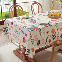 Nappe de table à franges motif lapin et fleurs, imprimé floral de Pâques, en mélange polyester-coton, style nordique, anti-poussière, pour le commerce transfrontalier