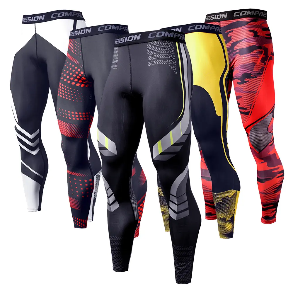 Custom Spandex Gym Sports Tights Compression Leggings Men's Quick Dry Fitness Tights Gym Running Sports Pants