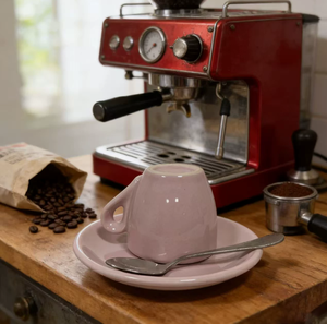 Taza de café espresso de cerámica de 50 ml, color morado uva, grado competición, con pared súper gruesa de 9 mm, para verter sobre, con platillo, venta al por mayor - Product Image 6