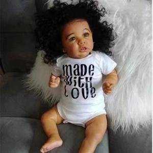 Herstellung von hochwertigem lockigem Haar Schöne Afro amerikaner Kleinkind Hübsches Schwarzes Mädchen Model Reborn Dolls - Product Image 2