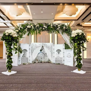 Plataforma de escenario de boda con espejo con elegante telón de fondo, decoración moderna para recepción de eventos de matrimonio, uso interior y exterior, diseño personalizado - Product Image 1