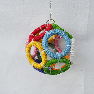 <strong>Parrot</strong> <strong>Bird</strong> <strong>Toys</strong> Colorful Hemp Rope Circle Linglong Ball Swing Birdcage Puzzle Rings <strong>Play</strong> Supplies Pet <strong>Bird</strong> <strong>Toys</strong> - Product Image 2