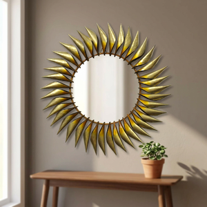 Wall <b>Mirror</b> Iron Art Sun Round Decorative Sunburst <b>Mirror</b> for Living Room Bedroom Entryway Hallway Home Decor Wall Hanging - Product Image 2