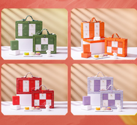 Nouveauté, boîtes vides d'emballage pour gâteau de lune faites à la main, boîte cadeau orange de luxe pour sac à main et gâteau de lune avec poignée