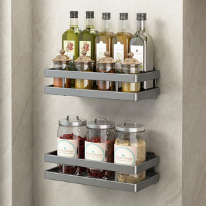 Wall Mounted Kitchen Storage Rack Spice Jar Organizer Gunmetal Mesh Basket Size M Rectangle Design - Product Image 1