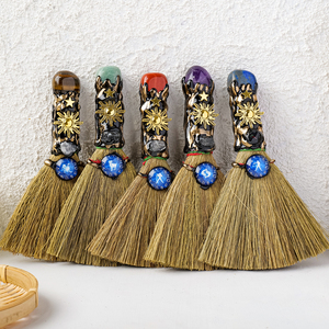 12 Zodiac <strong>Signs</strong> Natural Crystal Tumble Stone <strong>Witch</strong> Broom Handmade Home Decor for Energy Cleansing and Spiritual Rituals - Product Image 6