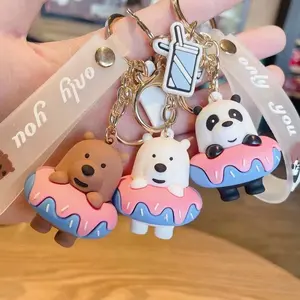 Dessert Personality Food Bear Keychain Creative Cartoon Epoxy Car Keychain Bag Pendant Decoration Small Gift Wholesale