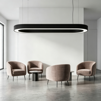 Lámpara Colgante Acústica LED Ovalada Curva Moderna de Fieltro PET Naranja Terracota sin Costuras para Oficina o Salón en Tonos Tierra
