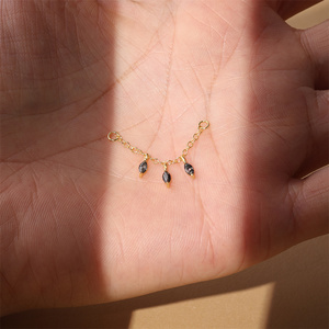 Cadena de Plata 925 de 1.2*6mm con Cuarzo Negro Natural para Pendientes Colgantes - Product Image 3