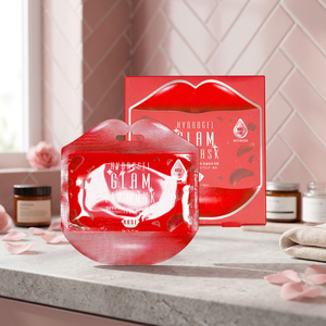 Masque pour les lèvres Hydrogel Glam avec extrait de rose, acide hyaluronique et vitamine E pour hydrater et nourrir les lèvres des femmes adultes - Product Image 2