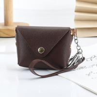 Porte-monnaie en cuir PU couleur unie, mini porte-clés, porte-monnaie à boucle, sac à main, porte-clés créatif