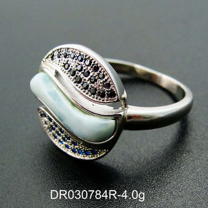 Wholesale 925 Sterling Silver Natural Blue Larimar <b>Diamond</b> <b>Rings</b> - Product Image 6