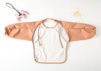 Tersedia layanan OEM bayi, Bib PU lengan panjang tahan air dengan kerah