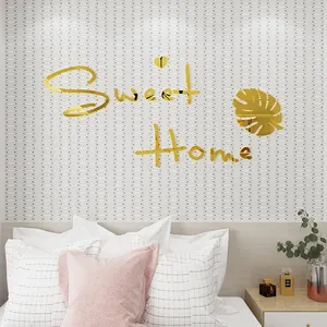 Pegatina de espejo 3d para decoración de habitación de niñas, letras simples, sunshine