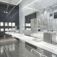Vitrine à bijoux en acier inoxydable GZowin avec verre haute transparence et éclairage LED - Dimensions durables et personnalisables pour la vente au détail de marques