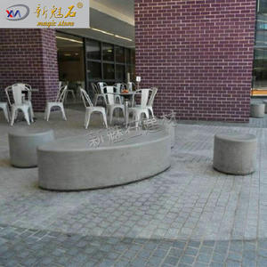Nuevo Banco Redondo de Cemento Magic Stone, Asiento de Jardín de Fibra de Vidrio GRC UHCP, Estilo Moderno Minimalista, Hormigón Prefabricado para Paisajismo - Product Image 3