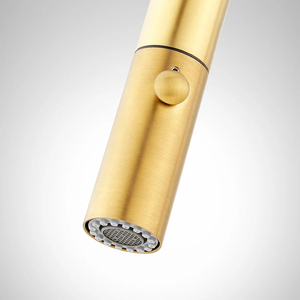 Tùy chỉnh boong gắn Nickel Brushed Brass cầu đôi xử lý hai đòn bẩy kéo xuống vòi nước nhà bếp với phun - Product Image 3