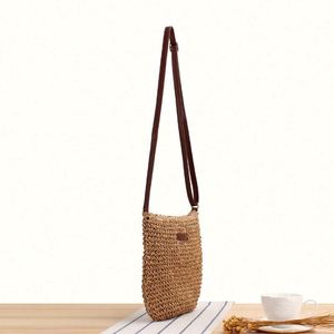 Bolso de Playa de Paja Tejida para Mujer, Estilo Bandolera, Hecho a Mano, Resistente al Agua, Portátil, con Intercomunicador - Product Image 2
