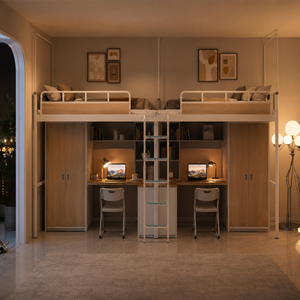 Lit superposé capsule avec rideau privé et port USB, lit de dortoir moderne pour appartement étudiant - Product Image 2