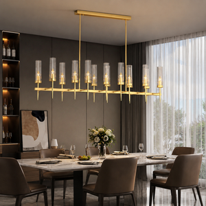 Lustre suspendu en verre décoratif en laiton de luxe, design moderne américain simple, pour villa, hôtel, restaurant, loft, avec éclairage LED - Product Image 4