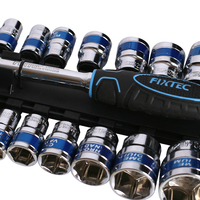 FIXTEC Heavy Duty Mécanique Outil Clé à chocs Ensembles de douilles Poignée à cliquet Cr-V 19Pcs 1/2 Inch Dr Socket Set Tool Kit