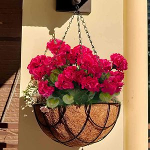 Fleurs artificielles en soie de géranium rouge résistant aux UV extérieur plantes de <span class=keywords><strong>jardin</strong></span> Bush fausses fleurs <span class=keywords><strong>pour</strong></span> mariage à la maison - Product Image 6