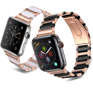 Bracelet de montre en céramique en acier inoxydable pour <span class=keywords><strong>Apple</strong></span> <span class=keywords><strong>Watch</strong></span> Band Series 7 6 <span class=keywords><strong>5</strong></span> 4 3 2 1iWatch 38 40 42 44mm Style croisé Bracelet de poignet - Product Image 3