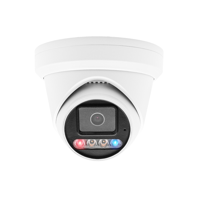ECO Red&Blue 8MP AI Face Detection Flashlight Sound Warning NDAA Compliant Turret PoE CCTV IP Network Security Camera