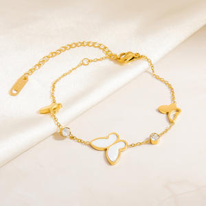 Butterfly Charm <b>Bracelet</b> Gold Plated Zinc Alloy With <b>Red</b> Enamel And Crystal For Women Gift Jewelry - Product Image 3