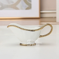 Plats et assiettes en perles d'or en porcelaine écologique avec couvercles pour décorations de vaisselle de fête Vaisselle en céramique