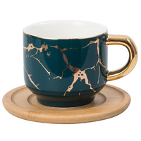 Tasse à café en céramique de 10oz, avec base en bambou, pour restaurant, mariage, nouvelle collection