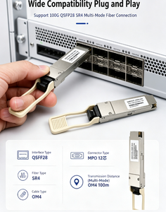 Módulo SFP de Fibra Óptica de 100G en Venta Directa de Fábrica, QSFP28 SFP 100Gbase LR SR SM 100m MM QSFP28 100G SFP Transceptor Dúplex LC - Product Image 5