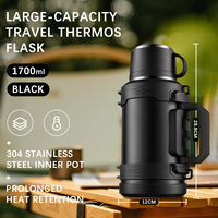 Bouteille isotherme Hong Ling grande capacité en acier inoxydable à double paroi – Maintien du contenu au chaud toute la journée 1700/2000/2300ml