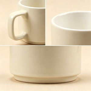Custom Logo Cream White Minimalist Ceramic Coffee <strong>Mug</strong> 400ml Square Handle Stoneware Tea Cup for Office Cafe Promotional Gift - Product Image 6