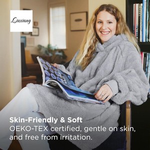 Wholesale Custom Wearable <strong>Blanket</strong> Hoodie Custom Flannel TV <strong>Blanket</strong> Oversized Sherpa <strong>Hooded</strong> Fleece <strong>Blanket</strong> with Sleeves - Product Image 2