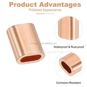 Manchons de sertissage ovales <span class=keywords><strong>en</strong></span> cuivre de 3 mm pour câbles de 1/8 po, embouts de câble <span class=keywords><strong>en</strong></span> cuivre, manchons de sertissage pour câbles de 3 mm - Product Image 3