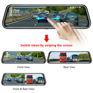10 inç dokunmatik ekran araba kara kutusu ön ve arka araba dvr'ı dikiz aynası geri vites kamera çift Lens Video kaydedici 2K çizgi kam - Product Image 5