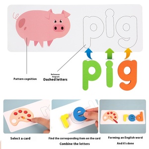 Jeu de blocs de construction en bois, jouets éducatifs amusants et transfrontaliers pour l'orthographe des mots, cartes cognitives, PK, 26 lettres anglaises - Product Image 5