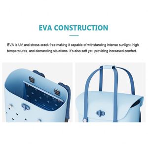 Customization Children Beach Bag Summer Eva Fashion Solid Holes Waterproof <b>Handbag</b> Pouch Shopping Double Shoulder Bag Kids Use - Product Image 3