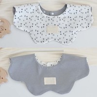 Bavoirs jetables pour bébé en coton 100% uni, avec boutons-pression, imprimés, imperméables à 360 degrés, avec pompon, bandana stéréo