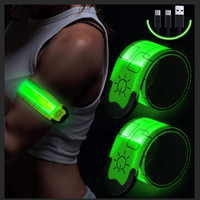 Bracelet LED Réfléchissant Écologique et Sûr, Rechargeable par USB, Haute Visibilité, 3 Modes d'Éclairage, Clignotant Réglable pour la Marche Nocturne