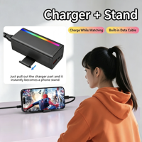 Chargeur de bureau GaN 20W avec support, tête de charge rapide PD 3.0, matériau TPE, ports Type-C et USB intégrés pour plusieurs appareils