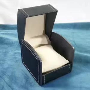 Hot Selling Men's PU Leather Flip Cover <b>Watch</b> Storage Box Portable Single Travel Arched <b>Watch</b> <b>Case</b> - Product Image 4