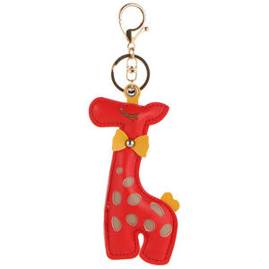 Grosir jerapah lucu PU gantungan kunci hewan Pu gantungan kunci kulit PU jerapah gantungan kunci untuk wanita anak perempuan tas liontin jimat hadiah pasangan - Product Image 2