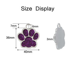 Zinklegering 40Mm Groot Formaat Hond Paw Footprint Glitter Id Tags Voor Sieraden Maken Hang Charm Diy Sleutelhanger Pet Kraag Accessoires - Product Image 2