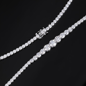Collar de <span class=keywords><strong>cadena</strong></span> de tenis con moissanita graduada y engastada, pasa la prueba del diamante, <span class=keywords><strong>plata</strong></span> de ley 925, joyería de moissanita VVS para mujer y <span class=keywords><strong>hombre</strong></span> - Product Image 3