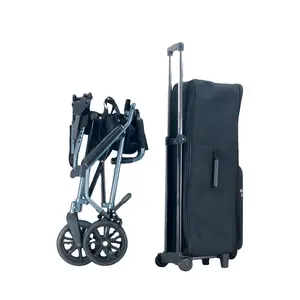 De aluminio de peso ligero de silla de ruedas viajar con bolsa